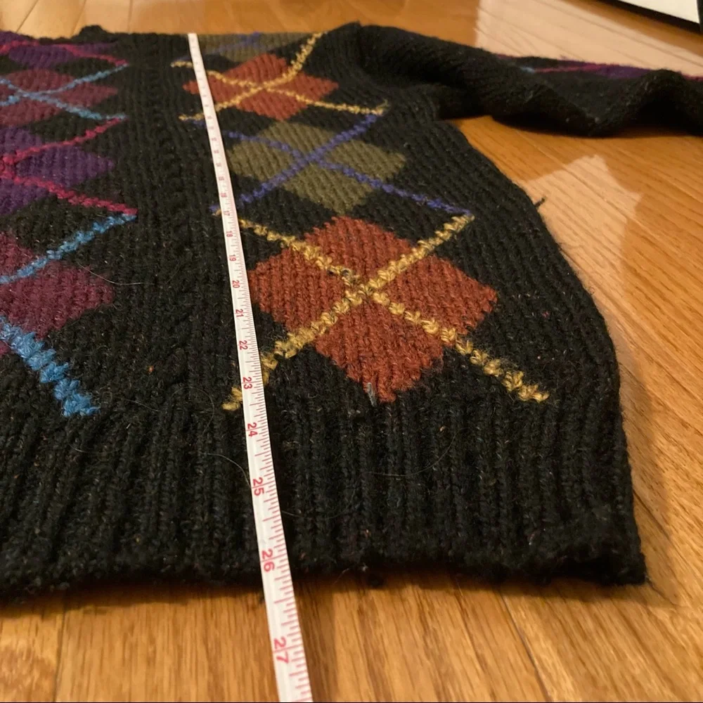 Tricot St. Raphael wool argyle sweater, mock neck - Picture 5 of 7